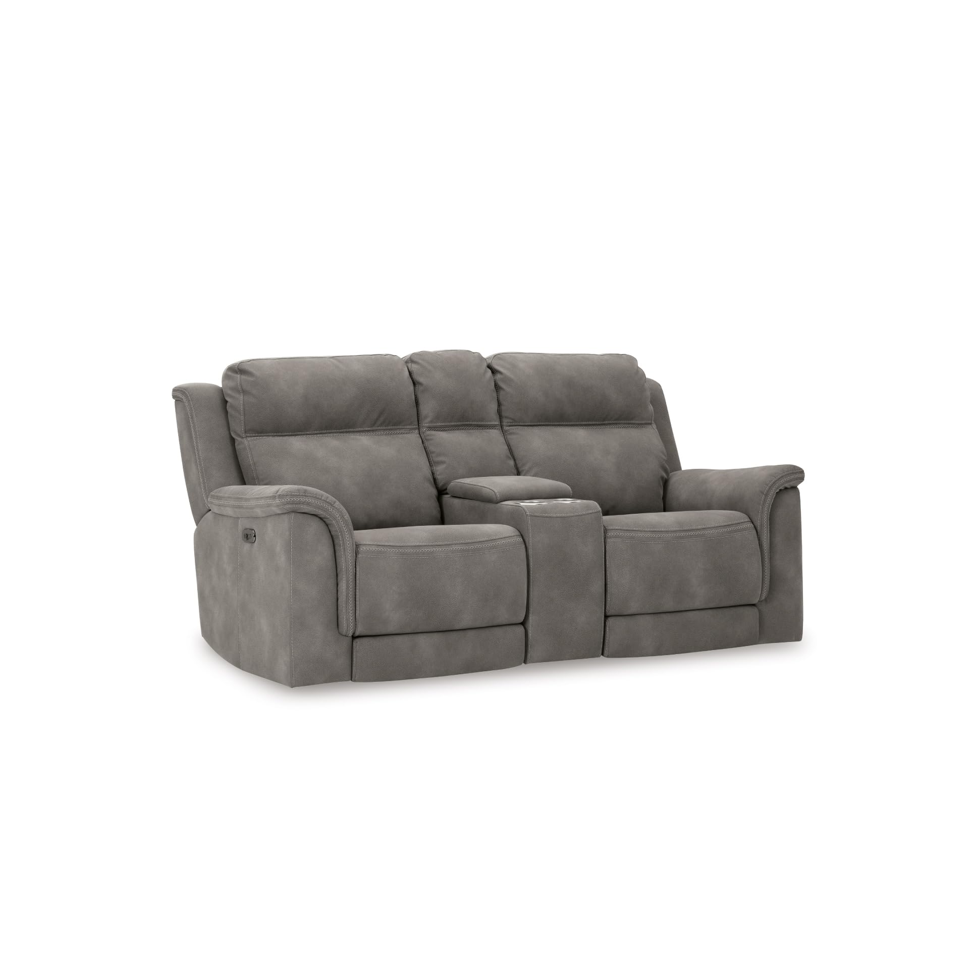 Photo 1 of Signature Design by Ashley Next-Gen DuraPella Power Reclining Loveseat with Console & Adjustable Headrest, USB, Faux Leather, 76" W x 42" D x 42" H, Slate