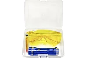 YTFRL Air Conditioner Leak Detector Kit, Car A/C LED Flashlight UV Oil Dye Injector with Fluorescent Protective Glasses, Auto