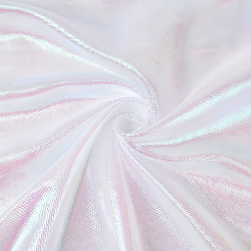 FINGERINSPIRE 5M Iridescent Fabric Organza Fabric 150cm Wide Colorful Iridescent Holographic Gauze Fabric for Wedding Dress Fashion Crafts Decorations Backdrop Christmas Craft Supplies