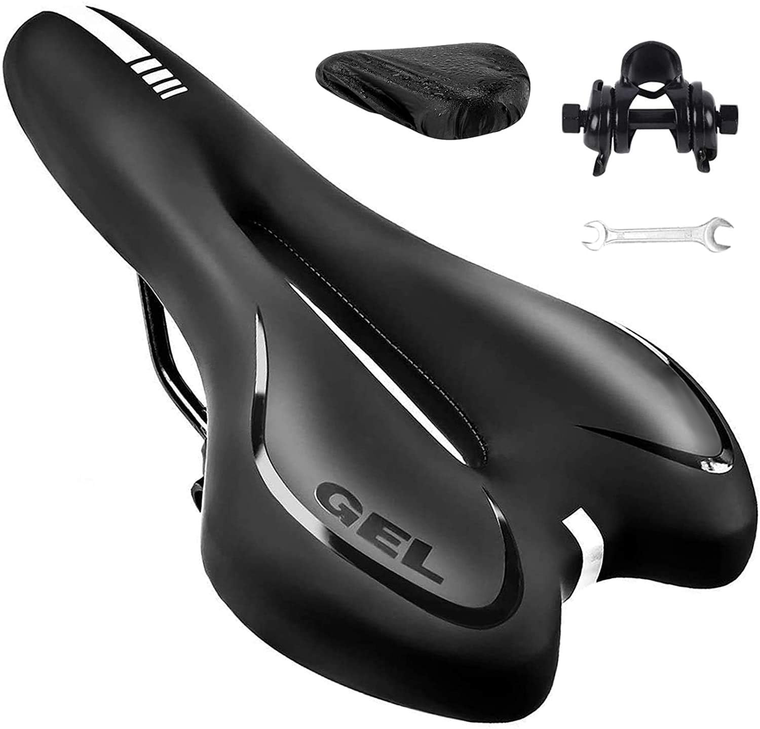 ZONSUSE Bike Seat, Gel Bicycle Saddle Comfortable Soft Breathable Cycling Bicycle Seat, Comfortable Bike Seat with Reflective Strips, for MTB Mountain Bike,Folding Bike,Road Bike โ image 1