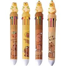 Stylos Gel Effaçables Capybara - Lot De 6 - 0.5mm Rétractables - Cadeau Mignon Pour école Et Bureau
