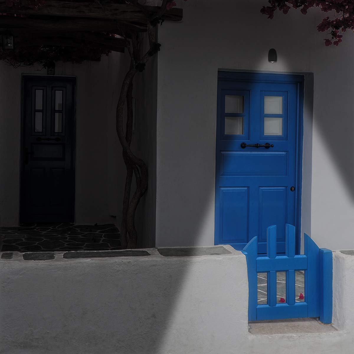 Motion Sensor LED Indoor Spotlight - Wireless Battery Powered Fulcrum Night Lights for Hallway, Porch, Aisle（Black-2 Pack）