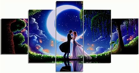 Amazon Co Jp イラスト絵画5ピースあなたの名前アニメカップルポスター現代アートワークポスターキャンバスhdプリント家の装飾 フレームレス A ホーム キッチン