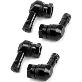 QWORK CNC Motorcycle Tire Valve Stems, 4 Pack 90 Degrees and Alloy Aluminum Valve Air Stems, Diameter 10-11.3mm, Black