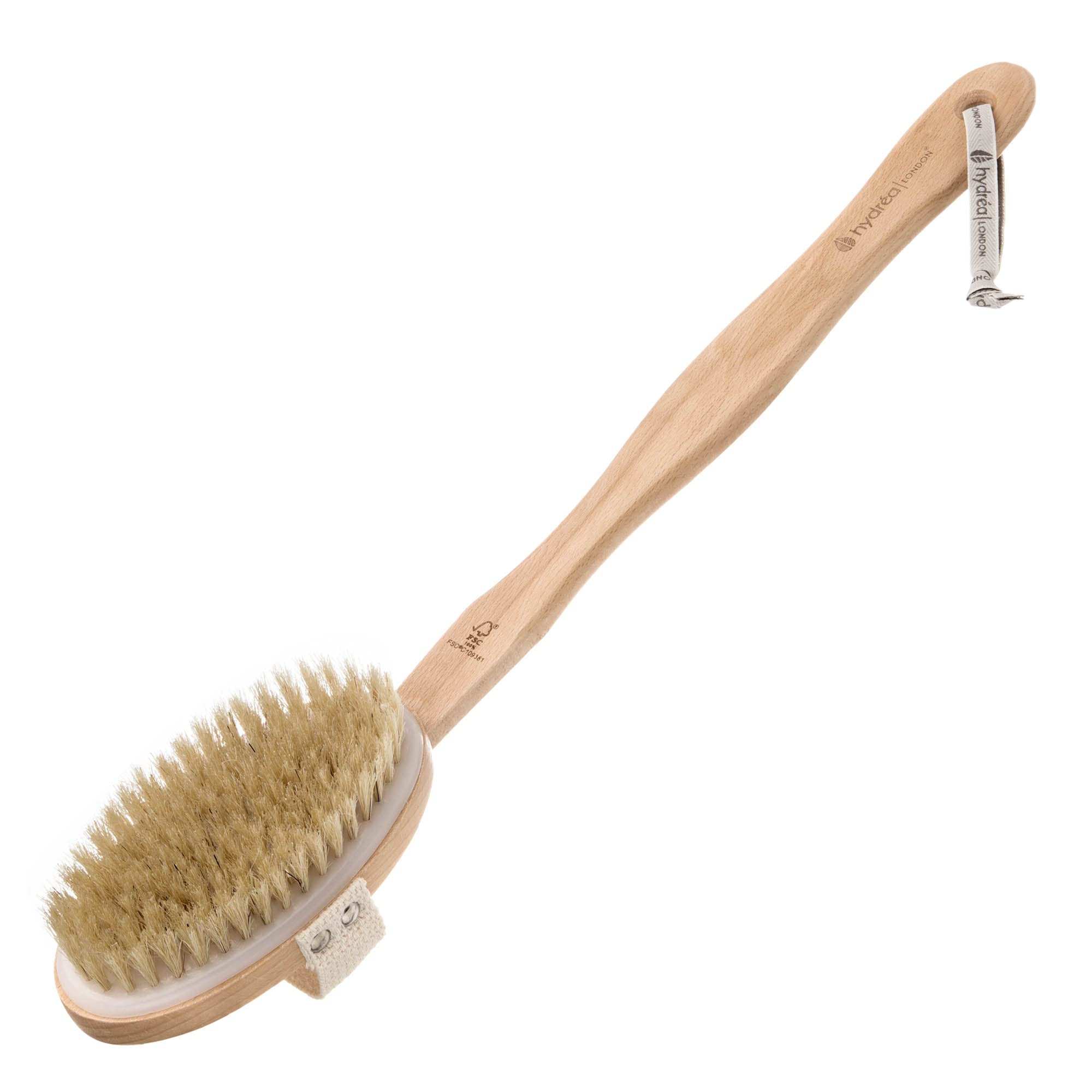 Long Handle Body Brush with Medium Strength Natural Bristles
