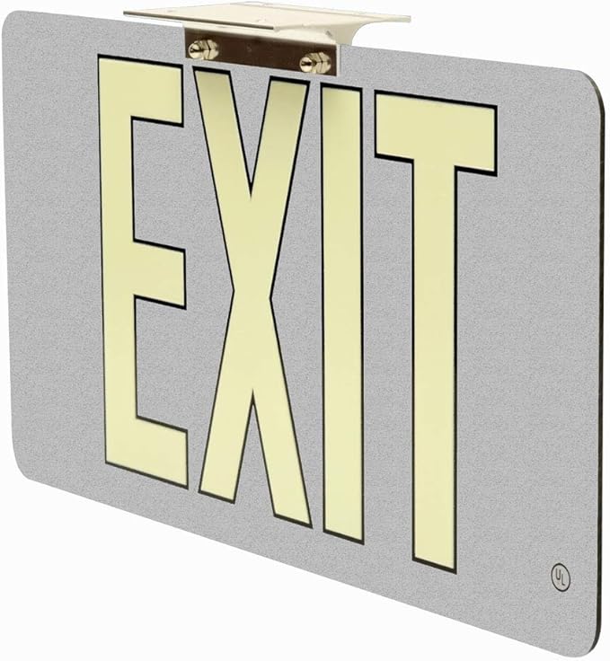 GlowinTheDark Exit Sign Silver UL924 Listed SingleSided