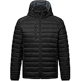 fit space Men's Insulated Synthetic Down Puffer Jacket Winter Warm Coat Quilted Water Resistant Packable Hiking Camping