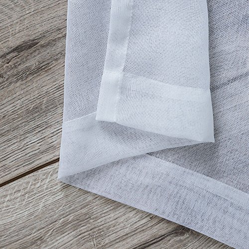 Anjee 4 Panels White Sheer Curtains 45 Inches Long, Rod Pocket Window Treatment Sheer Voile Drapes for Bedroom, Living Room, Kitchen, W54 x L45 Inch