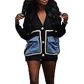 Seltaon Womens Cardigan Sweaters Oversized Chunky Button Down Cardigans Long Sleeve Sweater Jacket Coat with Denim Pockets
