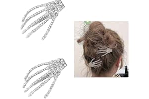 Halloween Skeleton Hands Hair Clips for Women Girls Rhinestone Skull Hair Clip Goth Punk Horror Hair Barrette Cosplay Costume