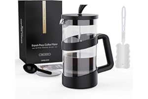 RAINBEAN Large French Press Glass Travel Camping Coffee Makers Pot, 34 oz Portable Cold Heat Press Coffee Tea Brewer