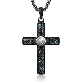 GTMJ Amethyst Cross Necklace for Men Women with Adjustable Box Chain Natural Stone Pendant Necklace Religious Jewelry Gifts Everyday Wear