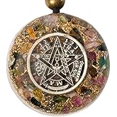 Orgone Necklace Tetragramaton Black Tourmaline Healing Crystals Stone Protection Energy Orgonite Pendant Tetragrammton Chakras Amulet, Reiki Holisticas Handmade, Arte Orgones Design