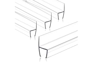 EAISMON Frameless Shower Door Seal Strip 4 Pack x 39 Inch H for 3/8" Thick Glass Shower Door Side Seal Strip Bottom Seal Door Sweep Ultra Clear Polycarbonate, Stop Shower Leaks Create A Water Barrier