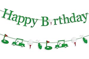 Gifloon Pre-Strung Golf Happy Birthday Banner, NO-DIY Golf Sports Theme Party Decorations for Kids and Adults, Green