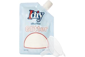 SCS DIRECT iDIY Ultra Fine Glitter Snowfall White (100g, 3.5 oz)- Extra Fine Glitter with Easy-Pour Spout Bag & Funnel for Resin, Slime, Tumblers, Ornaments, Holiday Arts & Crafts, DIY Decorations, Gifts & Cards