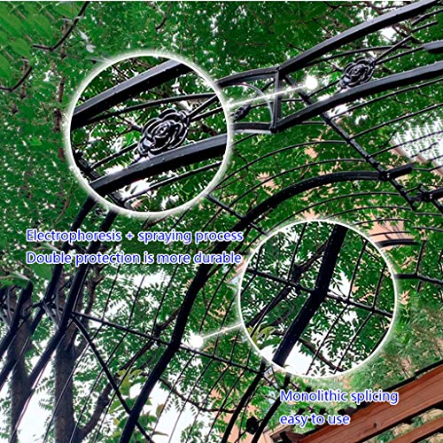 QHW Rosenbogen, Pergola-Kletterpflanzenbogenhalterung, Gartenbogengitter-Kletterhilfe, Hochzeitsdekoration, schwarz… – Bild 4