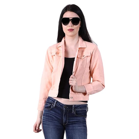 peach denim jacket womens