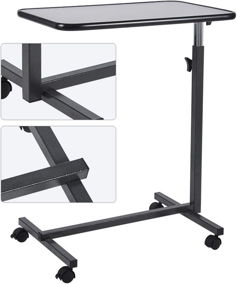 Amazon Com Dnzdz Multipurpose Mobile Overbed Chair Table Sofa Side Medical Overbed Tables Stand Height Adjustable With Lockable 4 Castors Wooden Top Gray Kitchen Dining