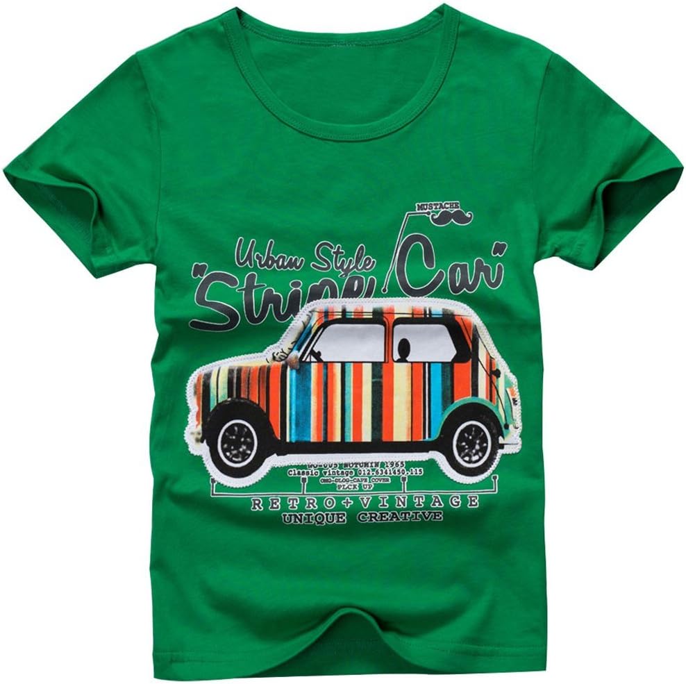 Toddle Baby Boys Summer Cotton Car Embroider Cut Green T Shirt 2T 1-6 Years