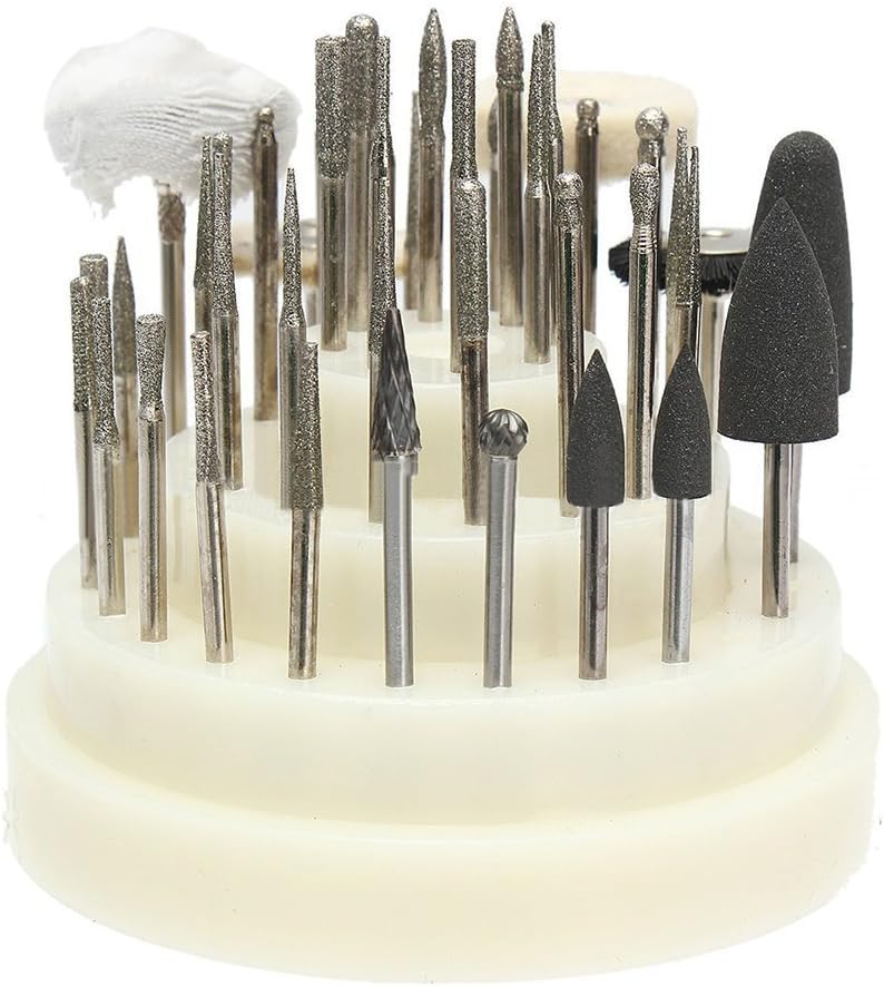 40 PCS Slow Speed Micro Polishing Drill Bits Include Tungsten Carbide Burr, Silicone Polishers, Diamond Burs, Hair Brush