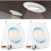 Sunco 5/6 Inch LED Can Lights Retrofit Recessed Lighting, Gimbal Downlight Adjustable, 800 LM, 12W:60W, Selectable CCT 2700K/3000K/3500K/4000K/5000K, Dimmable, Damp Rated UL. (Pack of 2)