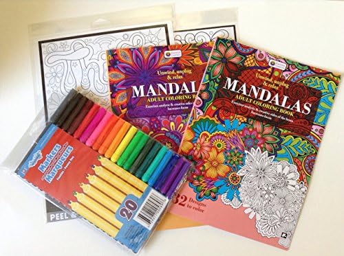 Adult Coloring Books with DIY Colorable Notebook Covers and 20 Markers