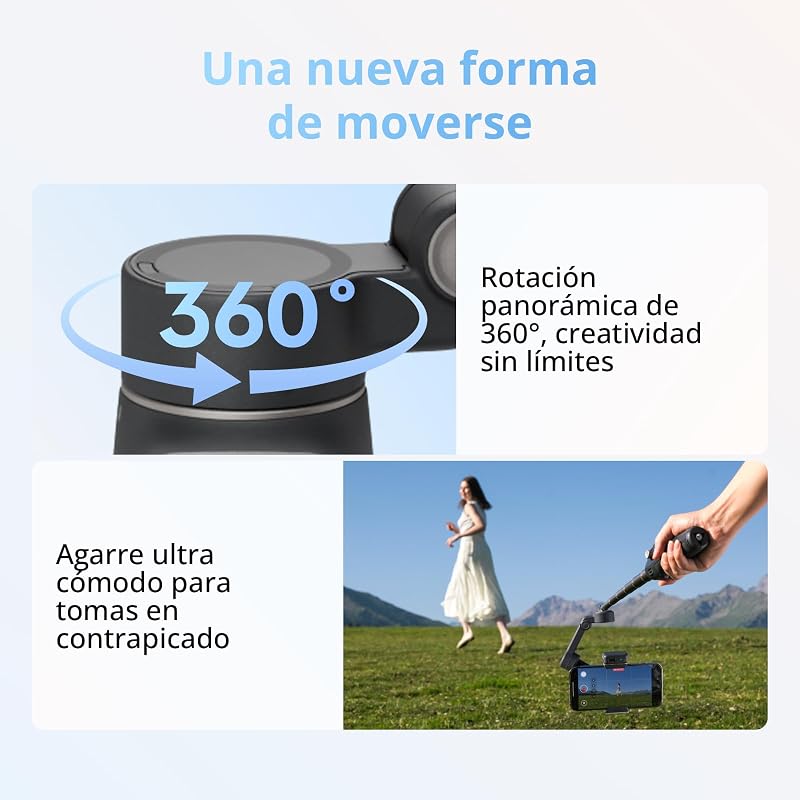 Estabilizador para telemóveis DJI Osmo Mobile 8, rastreamento nativo por IA com áudio e iluminação, rotação panorâmica de 360°, braço extensível integrado e tripé, bateria de 10 h