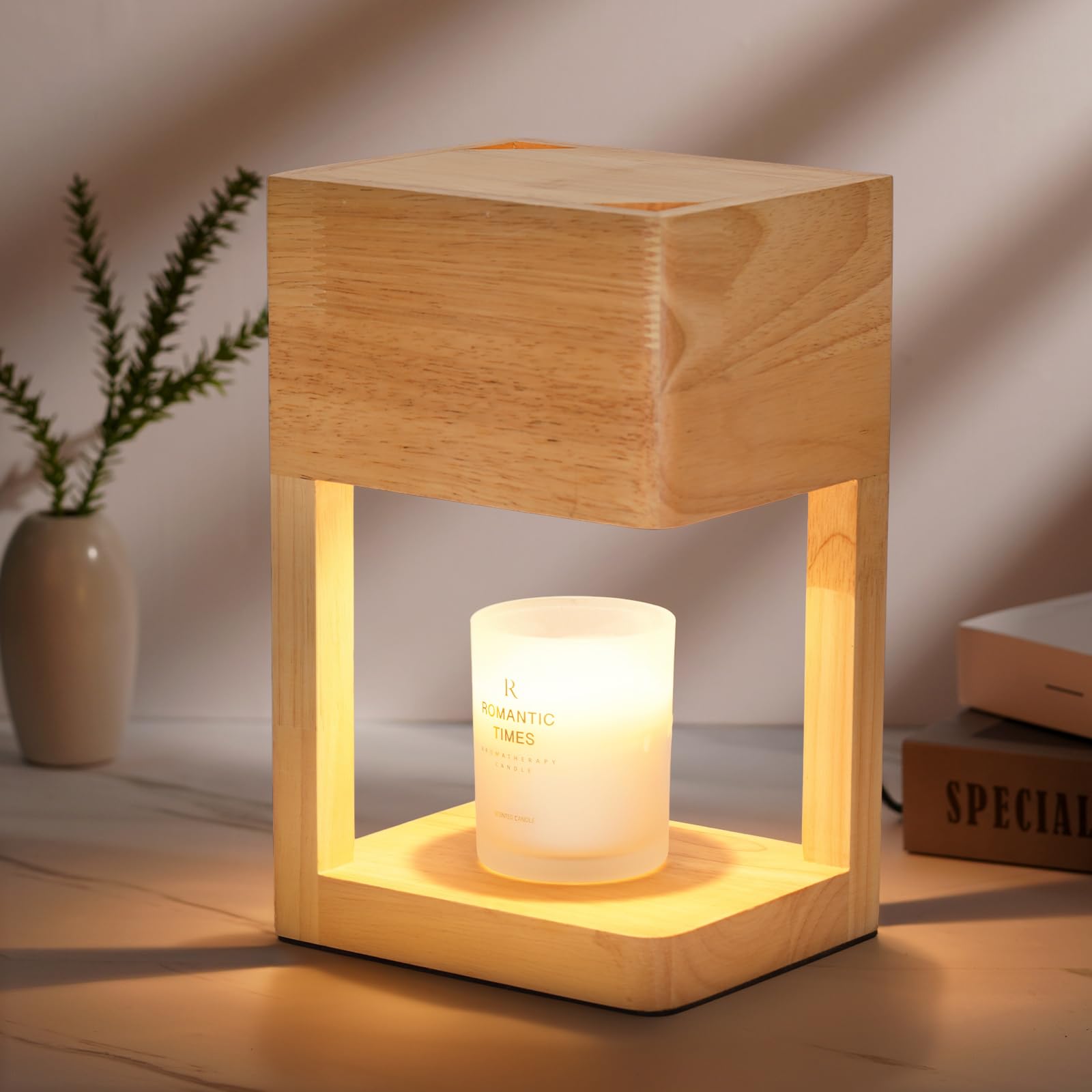Photo 1 of Candle Warmer Lamp Wood with Timer, Dimmable Electric Candle Lamp Warmer for Jar Candles, 2*35 Watt Bulb, Christmas Gifts, Birthday Gifts for Mom, Decorative Wooden Candle Lamp for Bedroom Home Decor