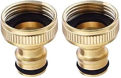 TOPWAYS 3/4 Inch BSP Brass Garden Tap Adapter 2 Pack Female Threaded