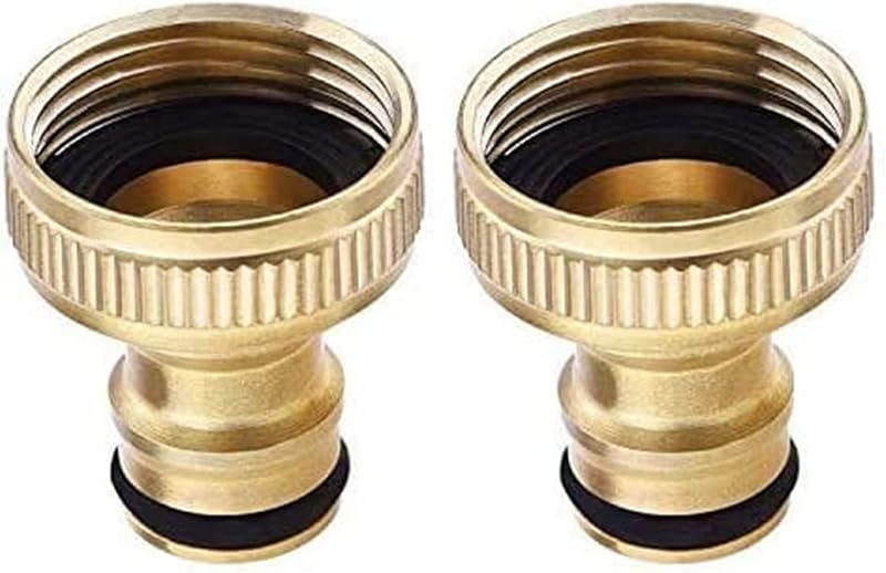 TOPWAYS 3/4 Inch BSP Brass Garden Tap Adapter 2 Pack Female Threaded
