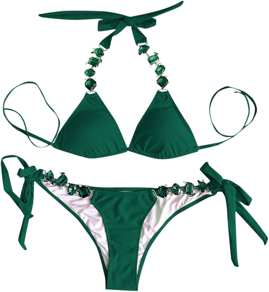 Forthery Women Sexy Two Piece Swimsuits Rhinestone Glitter