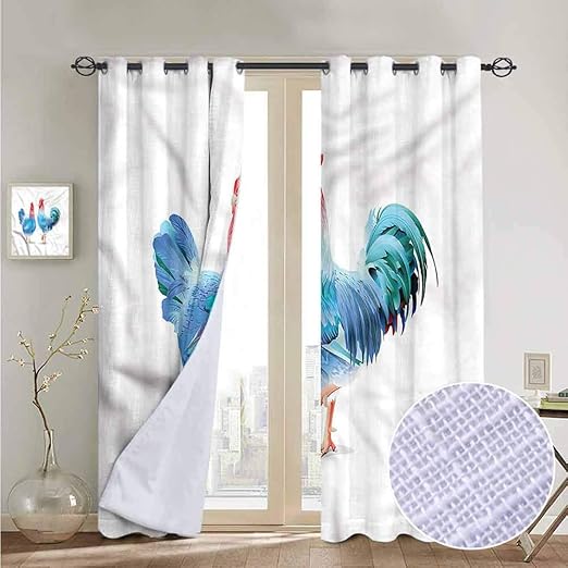 Amazon Com Nuomanan Kitchen Curtains Chicken Blue Rooster