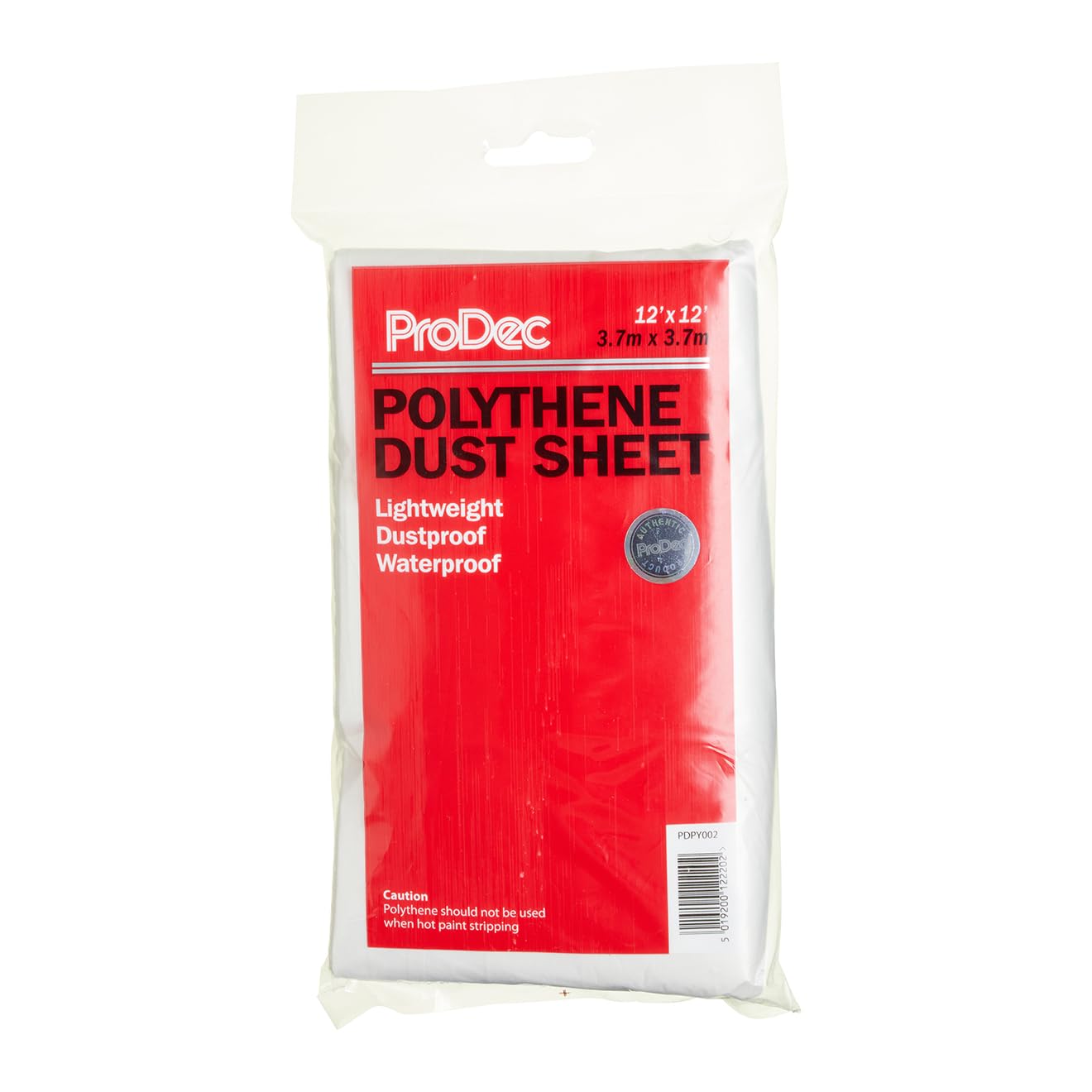 ProDec 12ft x 12ft (3.6m x 3.6m) Lightweight Polythene Dust Sheet, Dustproof and Waterproof Ideal for Covering and Protecting Floors and Furniture from Spills and Splashes When Painting and Decorating