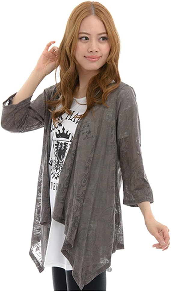 E 着こなし ペイズリー柄オパール加工七分袖トッパーカーディガン カーディガン ボレロ 通販 Amazon