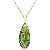 Wovanoo Stone Necklaces for Women Teardrop Gemstone Pendant Necklace Natural Stone Chain Necklaces