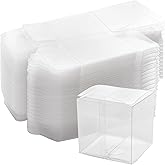 SEUNMUK 50 PCS 4 x 4 x 4 Inches Clear Plastic Gift Boxes, Clear Boxes For Favors, Transparent Gift Box for Wedding, Party and Baby Shower Favors, Thanksgiving and Christmas