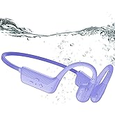 KOPIDOE Swimming Headphones Soft Silicone, IP68 Waterproof Bone Conduction Headphones, 32GB MP3 Player & Bluetooth 5.4 Wireless Sport Earbuds, Secure Open Ear for Swimming, Running, Sports（Purple）