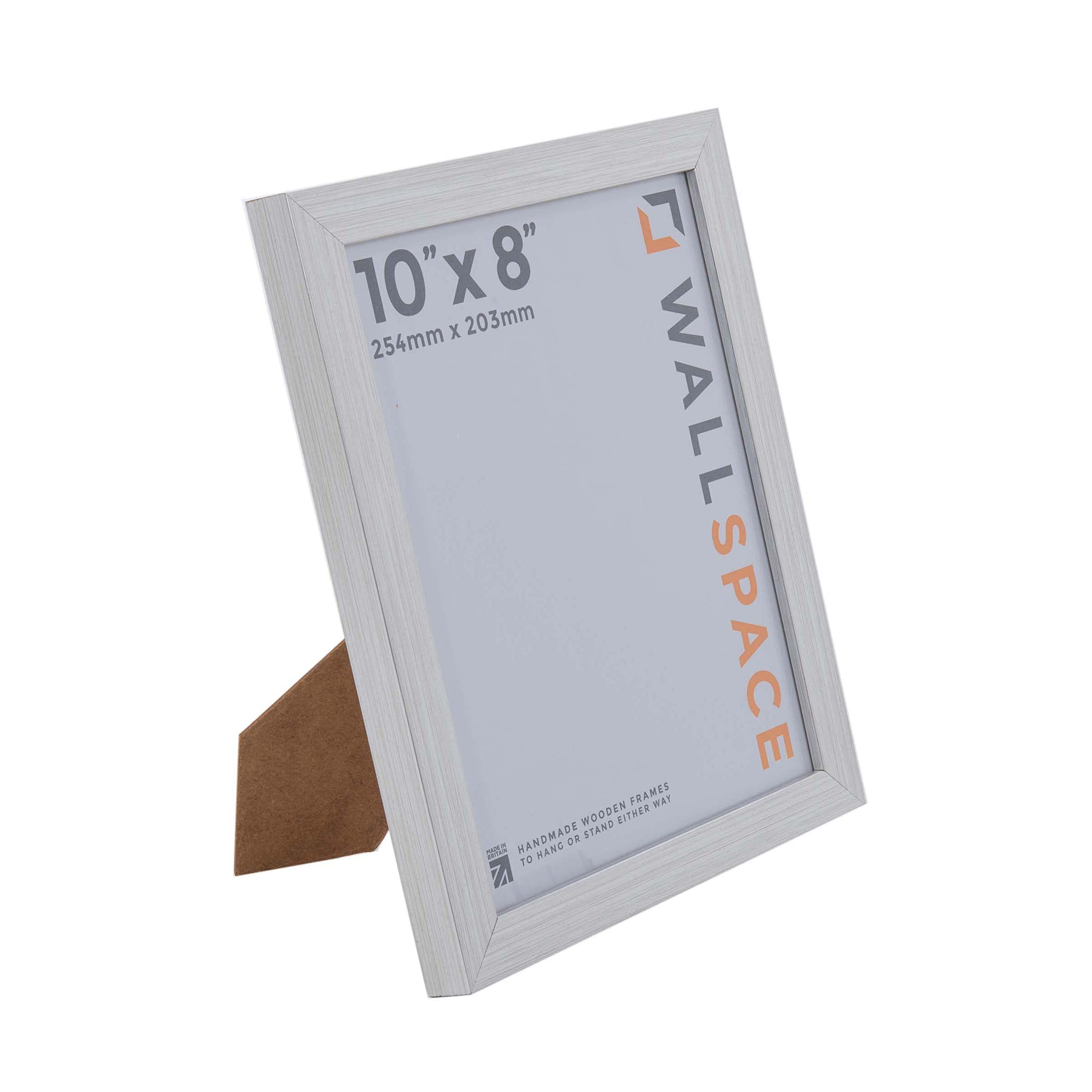 Wall Space 10x8 Silver Picture Frame | Silver 8x10 Photo Frame | 10 x 8 inch | 254x203mm | 25.4x20.3cm | Solid Wood Wooden with Real Glass | Handmade in UK