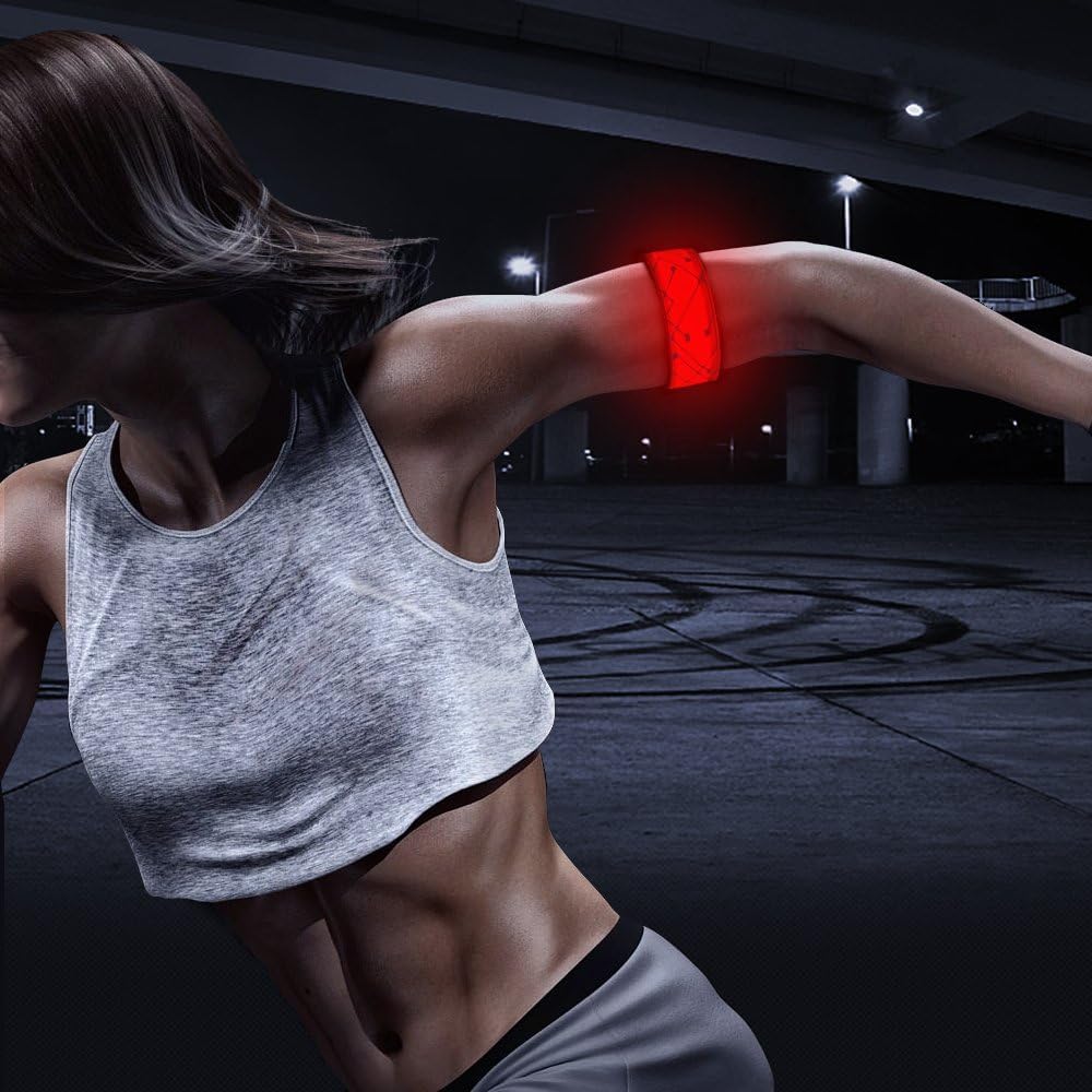 ELANOX LED Armband Light Strip for Sports Outdoor Reflective Band Safety Light Slap Band for Cycling Jogging