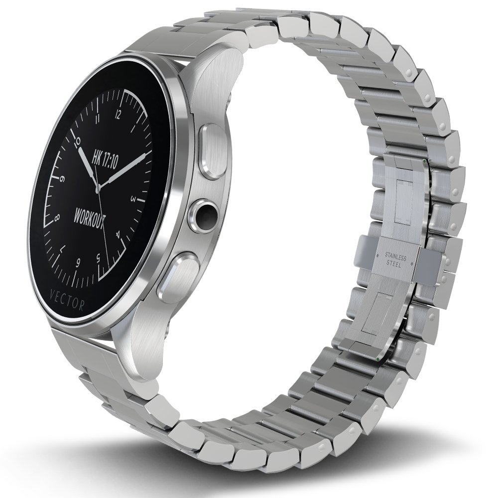 Vector Watch Luna Smartwatch-30 Day+ Autonomy, 5ATM, Notifications, Activity Tracking - Steel Case/ Steel Bracelet-Elegant