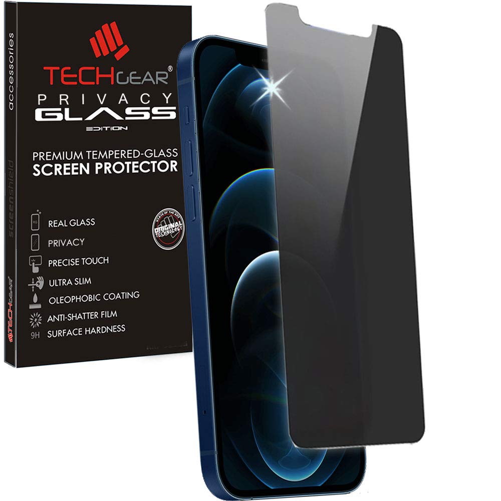 TECHGEAR Anti Spy Screen Protector for iPhone 12 Pro Max - PRIVACY Filter GLASS Edition Genuine Tempered Glass Screen Protector Guard Cover Compatible with iPhone 12 Pro Max 6.7"