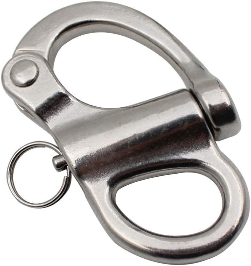 POFET 52mm-316 Stainless Steel Fixed Snap Shackle Spring Shackles, Hand Pull Fastening Shackle Rigging, Silver - Image 4