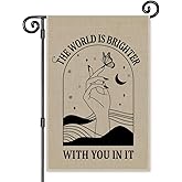 JMYROG The World Is Brighter With You In It Retro Garden Flag, Double Sided Yard Outdoor Farmhouse Lawn Porch Decor, Mental Health Flag, Suicide Awareness Flag, Self Lover Gifts for Women Friend BFF