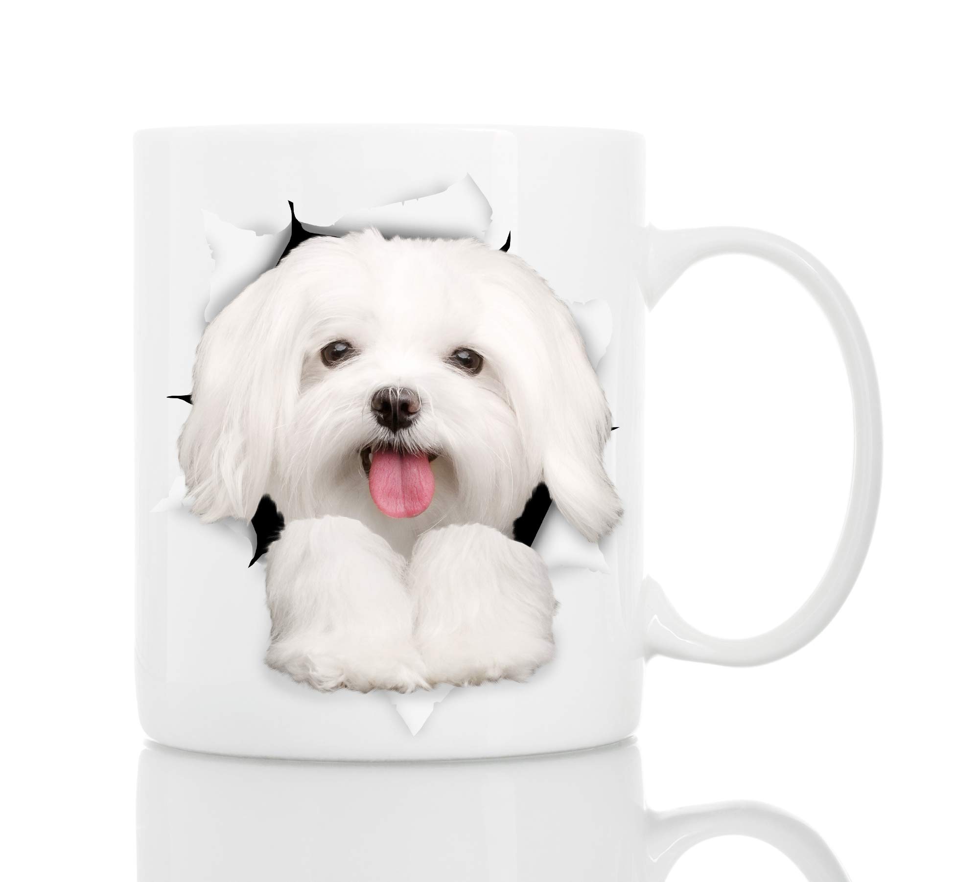 Funny Maltese Dog Mug - Ceramic Funny Coffee Mug - Perfect Dog Lover Gift - Cute Novelty Coffee Mug Present - Great Birthday or Christmas Surprise for Friend or Coworker, Men and Women (11oz)