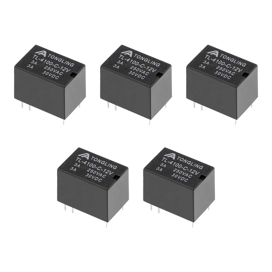 sourcing map 5 Pcs TL-4100-C-12V DC 12V Coil SPDT 6 Pin PCB Electromagnetic Power Relay NO+NC