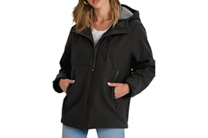 Yousify Womens Fleece Lined Rain Jacket Waterproof Lightweight Fall Winter Windbreaker Hooded Softshell Jackets