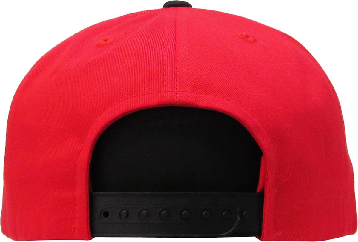 KNW-1467 BLK Cotton Snapback Solid Blank Cap Baseball Hat Flat Brim: Clothing