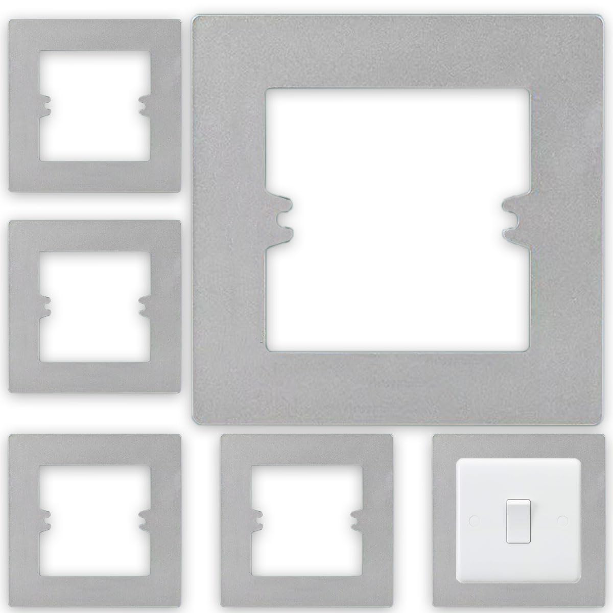 Acmerota Single Light Switch Surround - Finger Plate & Electrical Plug Socket Gray 6-Pack Wall Protector