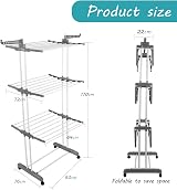 Rainberg 4-Tier Extra Large Clothes Drying Rack with Wheels view 4
